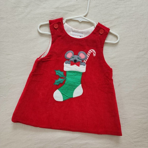 Nostalgic Baby Vintage Other - Vintage Christmas Stocking Mouse Dress 2t